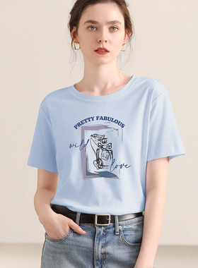 欧洲站短袖T恤女夏装2025新款宽松女装ins潮韩版百搭薄款半袖上衣