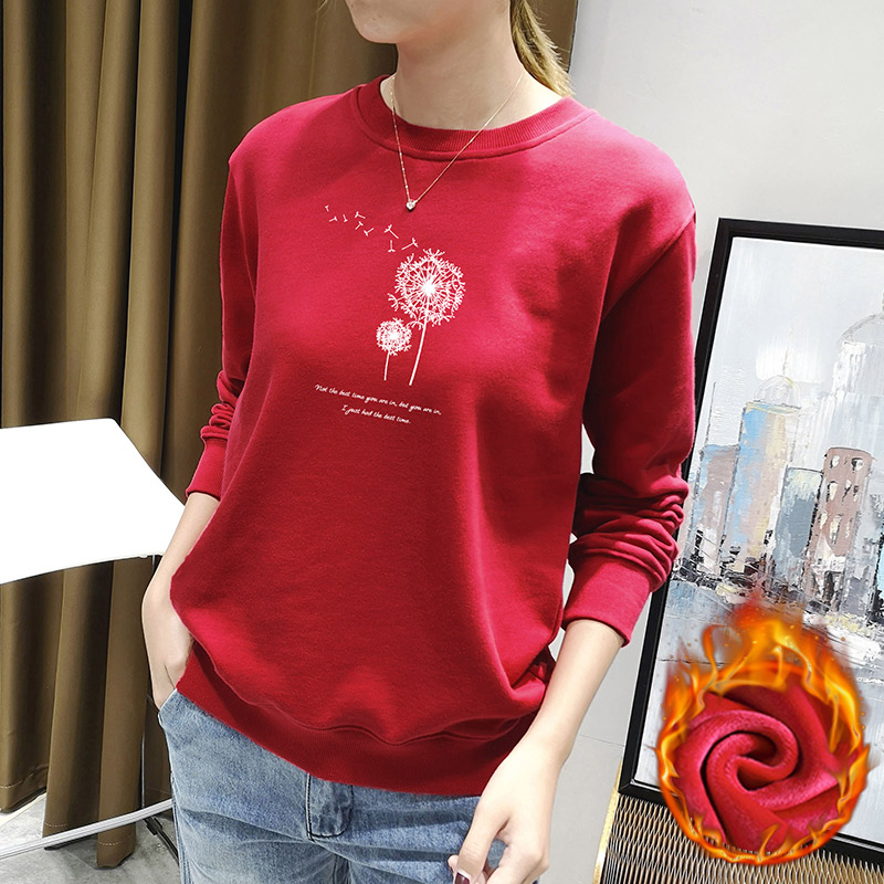 加绒加厚秋冬新款ins风无帽卫衣