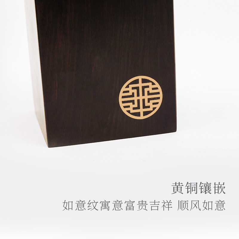 보라색 백단 단단한 나무 RUYI 상감 구리 브러시 펜 홀더 보관 상자 창조적 인 복고풍 학생 데스크탑 문구 보관 중국 스타일의 다기능 펜 홀더 장식품 대용량 펜 배럴 간단한 사무용품