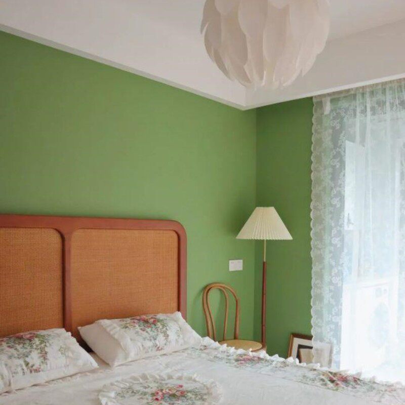 室内草绿色浅绿色清新环保水性涂料自刷覆盖翻新涂料墙面乳胶漆