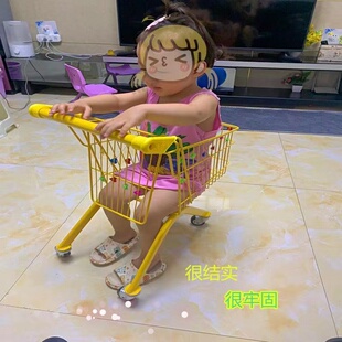 可以发货大号1-8岁儿童超市购物车金属推车零食店静音万向轮推车