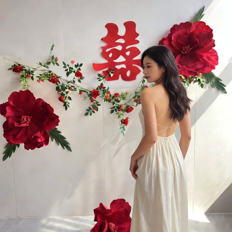 婚房布置套装拉花结婚礼装饰新房卧室客厅男女方背景墙立体大纸花
