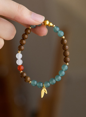 鹅梨帐中香中药合香珠手串新中式天然蓝水翡翠葫芦路路通药香手串