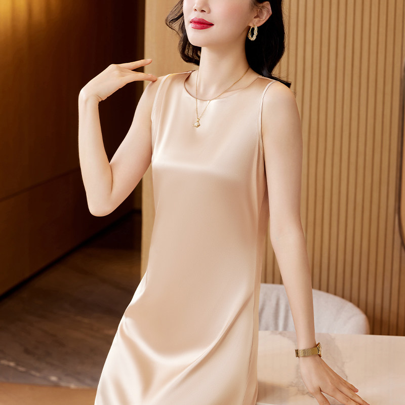 真丝性感睡衣女夏季吊带背心睡裙高级感桑蚕丝绸中长款家居连衣裙