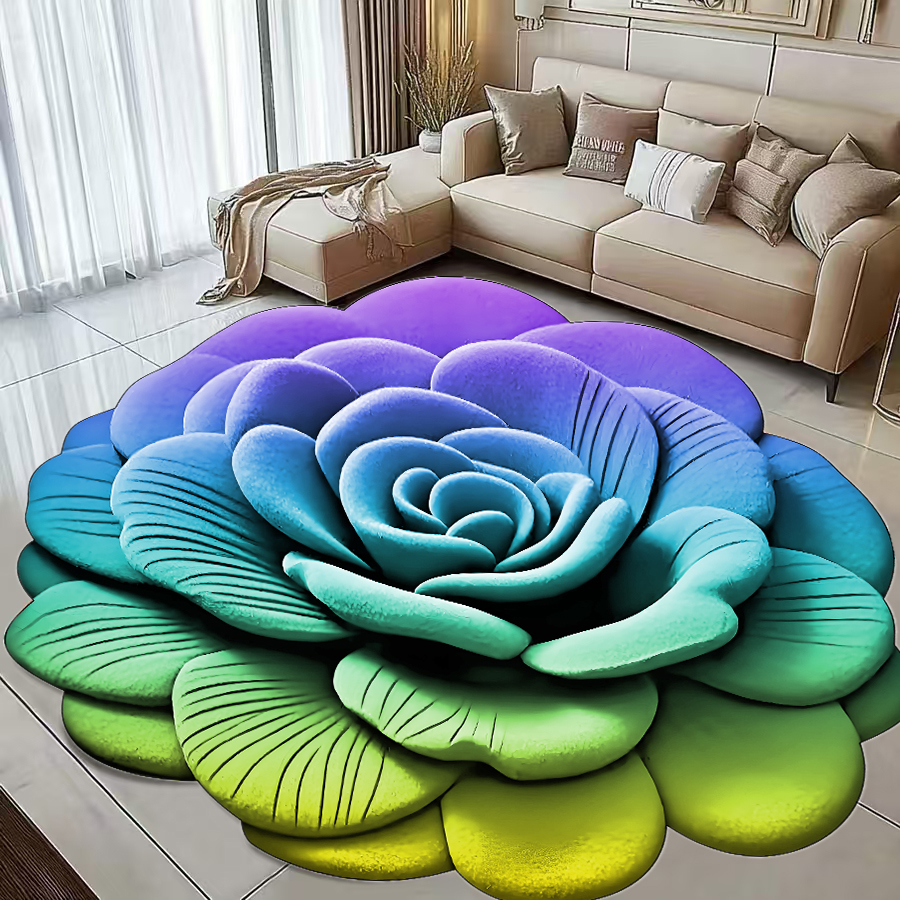 2025年新款七彩渐变装饰花防滑垫
