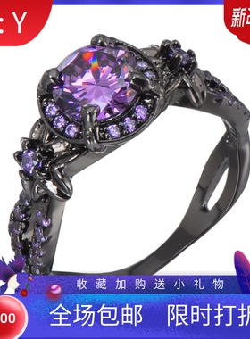 新品爆款配饰品女戒指男指环黑金镶锆石戒指手饰工厂直销现货