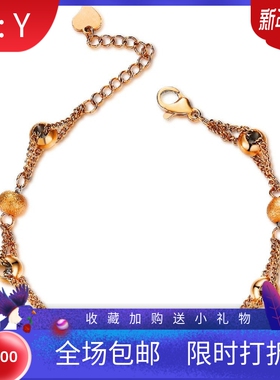 新款厂家 欧美ins小清新钛钢磨砂圆珠手链女可调节不锈钢手链