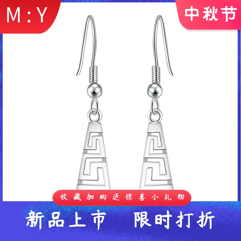 新款时尚欧美风合成进口opal欧泊澳宝椭圆形耳环长城纹水滴形耳坠