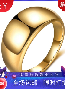 新款欧美跨境热卖10mm简约椭圆钛钢戒指不锈钢激光Logo时尚男女百