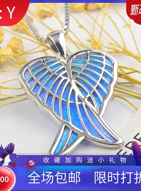 新款 森林系列爆款蓝澳宝天使翅膀项链翅膀吊坠饰品镶进口欧泊