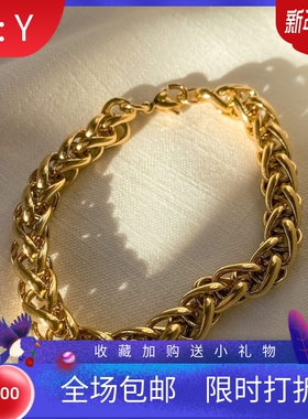 新款欧美跨境ins热卖8MM不锈钢花篮链男时尚钛钢百搭粗手链个性女