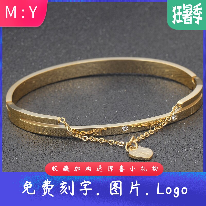 欧美6MM罗马数字不锈钢长链爱心