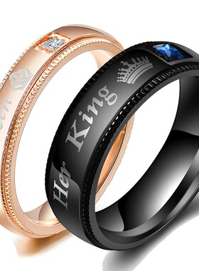 欧美简约钛钢镶钻情侣对戒46MM