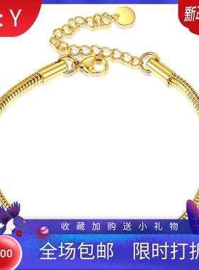 新款欧美跨境304不锈钢圆蛇链手链潮流钛钢 3MM百搭简约18K金手链