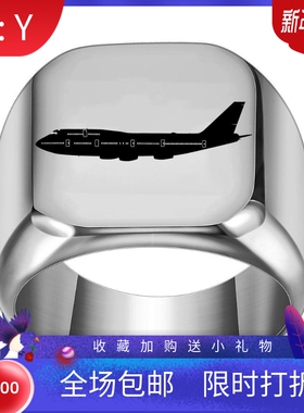 新款跨境欧美飞机客机钛钢戒指男士复古朋克方形18MM学生潮男