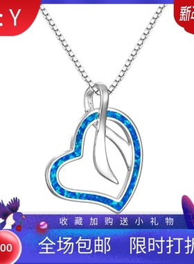 新款欧美时尚蓝色澳宝吊坠潮女创意毛衣链锁骨链项链