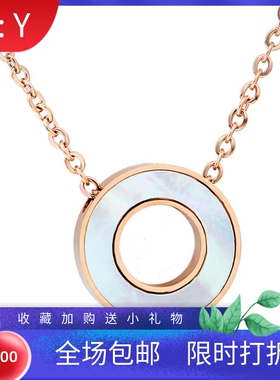 新款韩版ins情侣简约项链 黑白金双环钛钢滴油不锈钢项链跨境热卖
