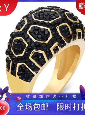 新款欧美时尚双色电镀方锆石戒指简约戒指个性钛钢指环饰品厂家女