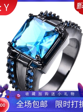 新款跨境欧美创意时尚锆石方形白色4爪大钻 戒指指环首饰