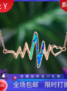 时尚个性风欧泊心跳项链新品爆款