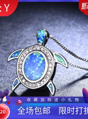 新款跨境欧美S925可爱乌龟微镶钻女式项链气质百搭锁骨链