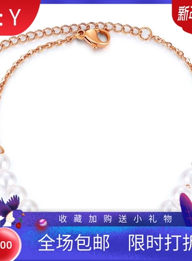 新款欧美跨境ins简约气质不锈钢珍珠手链 钛钢百搭可调节手链