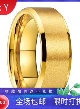 新款欧美跨境热卖4 6 8MM双斜边时尚磨砂钨钢不锈钢戒指指环