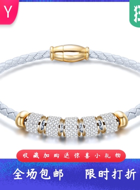 欧美ins3MM皮质手链编织手链不锈