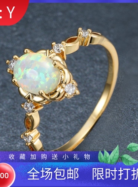 新款跨境热卖欧美风个性白金圆形白澳宝微镶锆石戒指复古指环百搭