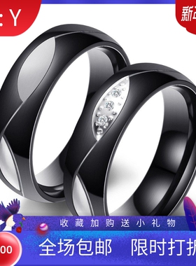 新款韩版ins时尚情人节七夕礼物 钛钢微镶6MM树叶情侣不锈钢戒指