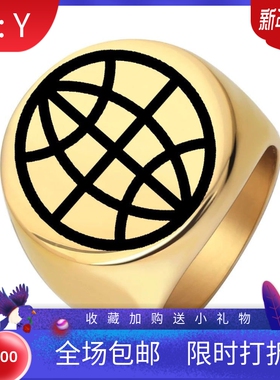 新款跨境简约不锈钢光面激光花瓣戒指 圆形22MM钛钢复古戒指热卖