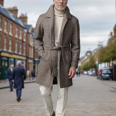 中长款男士冬季夹棉毛呢大衣