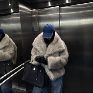 跨境欧美冬季皮草外套水貂毛大翻领女士上衣大码毛毛宽松短款外贸