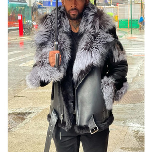 fur Period thermal outdoor coat白毛领加绒皮扣户外皮草 style