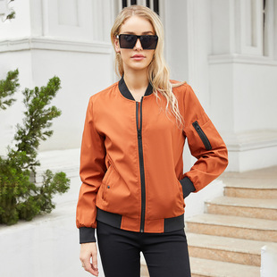 Autumn/Winter jacket春秋新款薄款飞行夹克欧美休闲女立领棒球服