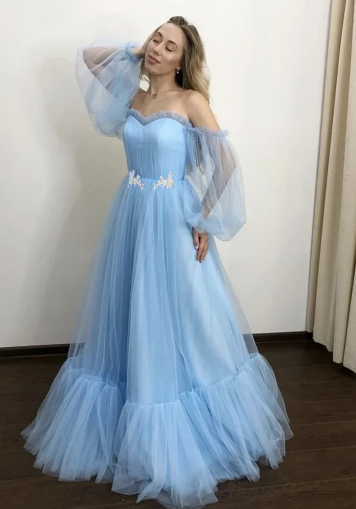 抹胸礼服俄罗斯春夏露肩网纱裙