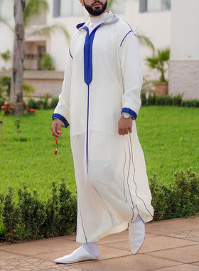 Muslim robe shirt man穆斯林男装白色长款民族风设计版长袍衬衫