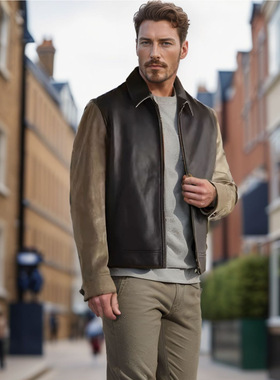 男人气质原生态复古秋冬皮质外套