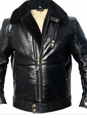 跨境机车男精品黑色皮夹克冬
