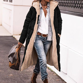 long with cotton Winter padded coat plush冬天连帽长款 棉衣女