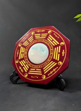朱砂天然紫金砂九宫摆件八卦风水摆件八卦镜太极描金