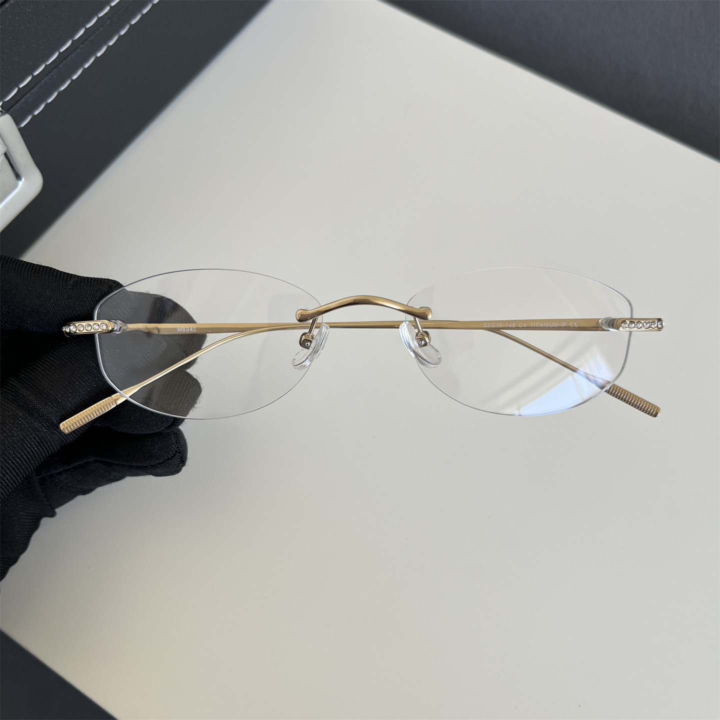 15克53口时尚轻盈无框高级金女款镶钻半钛眼镜框架可配近视散光潮