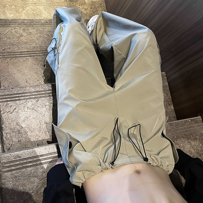 高品质秋款男工装裤大口袋织带抽绳束脚直筒冲锋裤长裤h96P45,男装休闲裤,星座1013-1