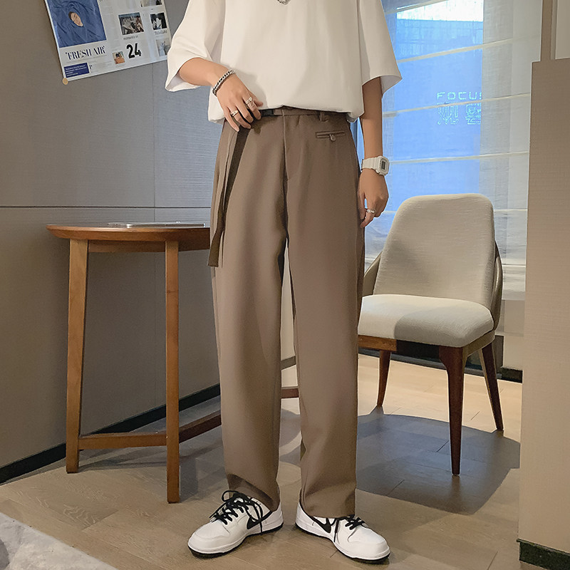 港风夏款休闲裤男韩版拖地小西裤宽松直筒坠垂感长裤h21P45,男装休闲裤,星座1013-1