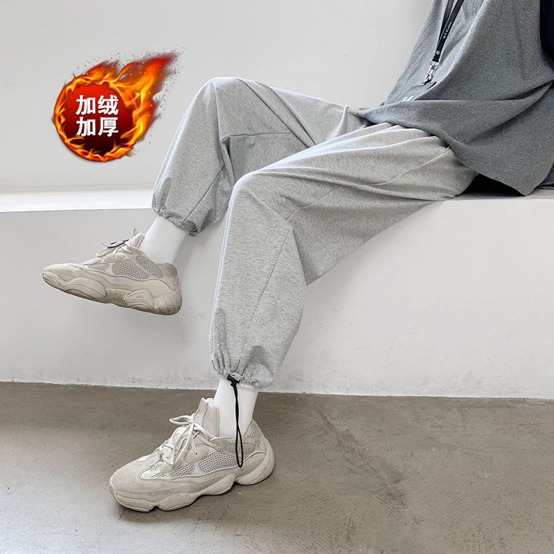 秋冬款男抽绳卫裤加绒加厚休闲九分裤h620加绒,男装休闲裤,星座1013-1