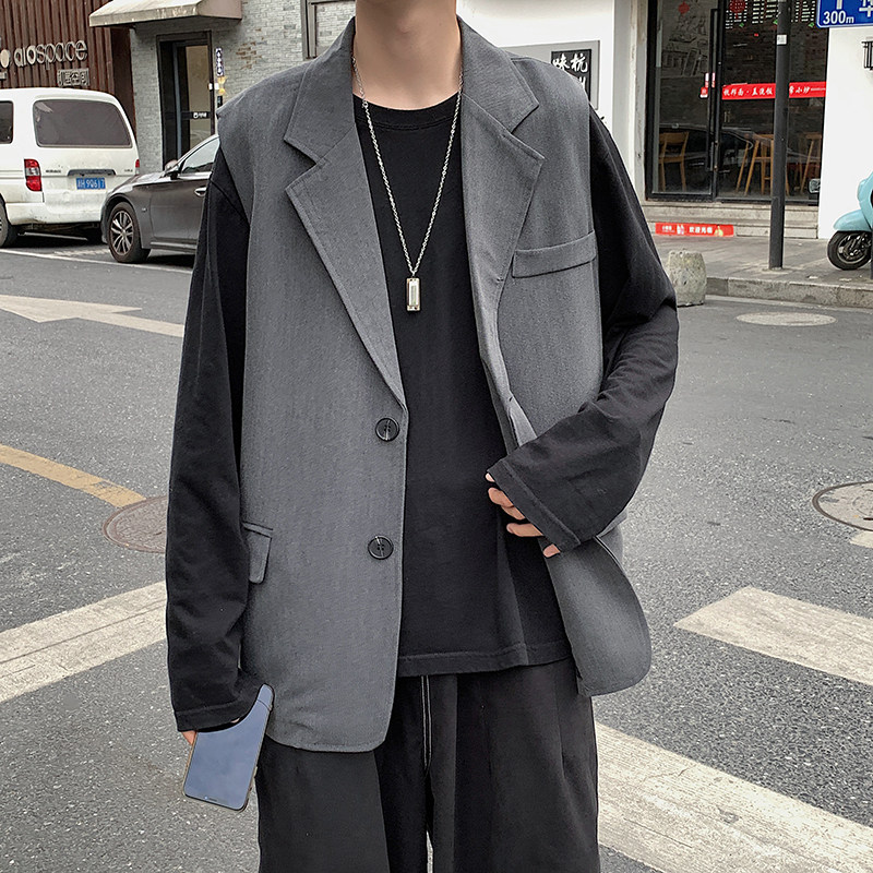 2021港风春款男马甲背心宽松西装领百搭韩版休闲外套MJ116P45,男装背心/马甲,星座1013-1