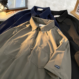 夏款男短袖T恤工装口袋拉链衬衫字母贴标外套T恤衫T613P35，男装T恤，星座1013-1