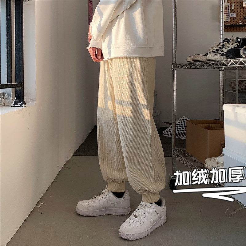 冬款男束脚休闲裤加绒加厚保暖灯芯绒直筒九分裤h323加绒,男装休闲裤,星座1013-1
