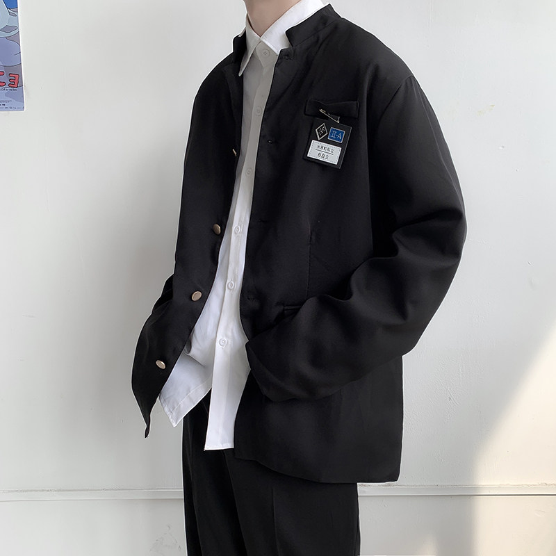 秋款男立领风中山装单排扣学生外套胸牌小西服JK23P55,男装西服,星座1013-1