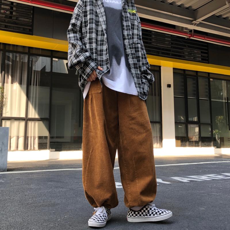 港风秋冬男灯芯绒阔腿宽松版休闲裤欧美风长裤h7023,男装休闲裤,星座1013-1